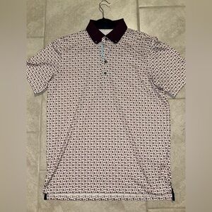 Greyson Maroon and White Patterned Polo Shirt